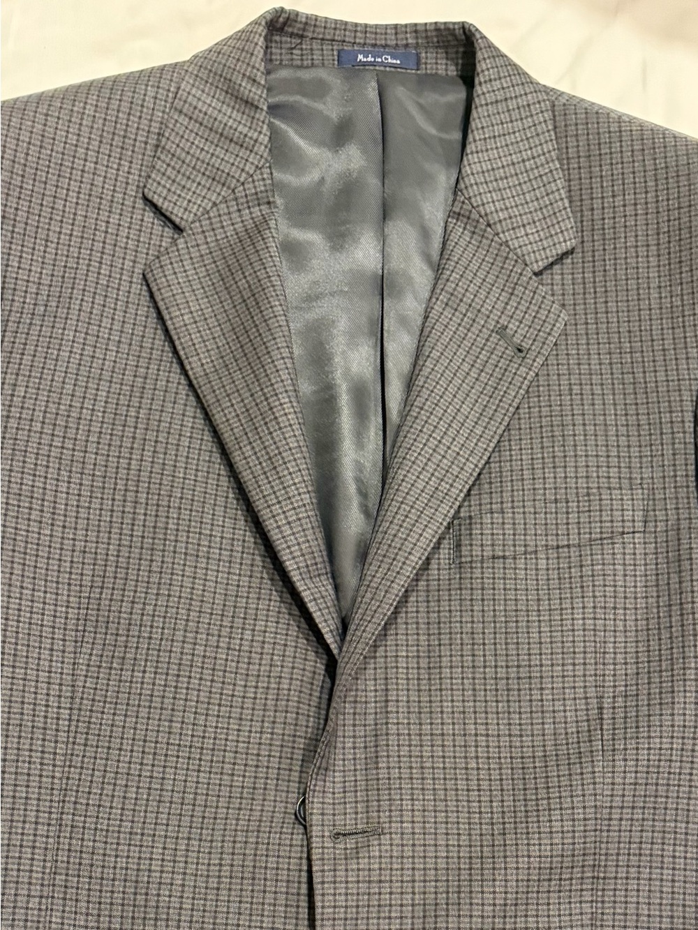 Navy and Black Check Men's Blazer - Classic Single-Breasted Style